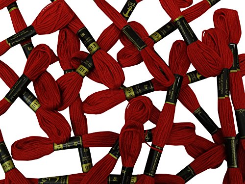 Image of Cross Stitch Hand Embroidery Thread Stranded Cotton Craft Sewing Floss 25 Skeins-Maroon