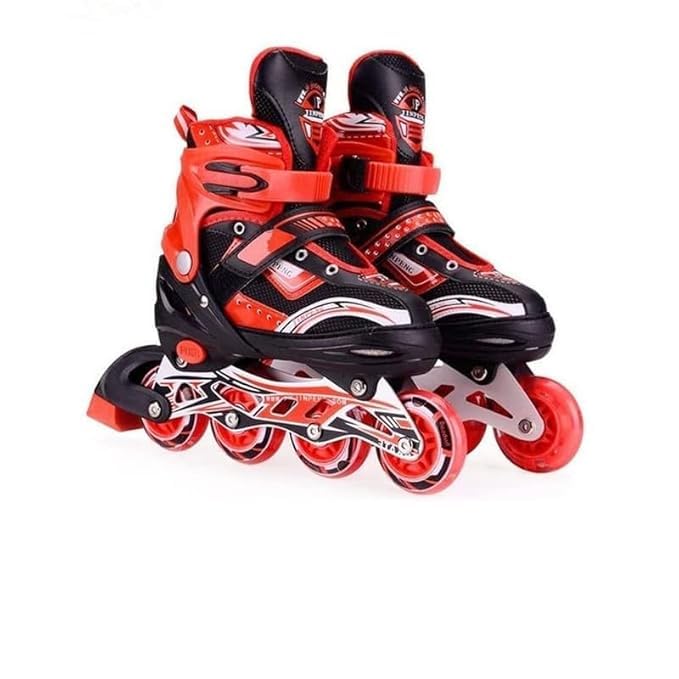 Image of Inline Skating Shoes for Kids - Adjustable Skating Shoes Inliner 4 Wheeler Roller SkatingShoes | InlineSkates for Boys 10 to 14 Years with Liner Boot | SkatingShoes Inline Kit [ Multi Colour ]
