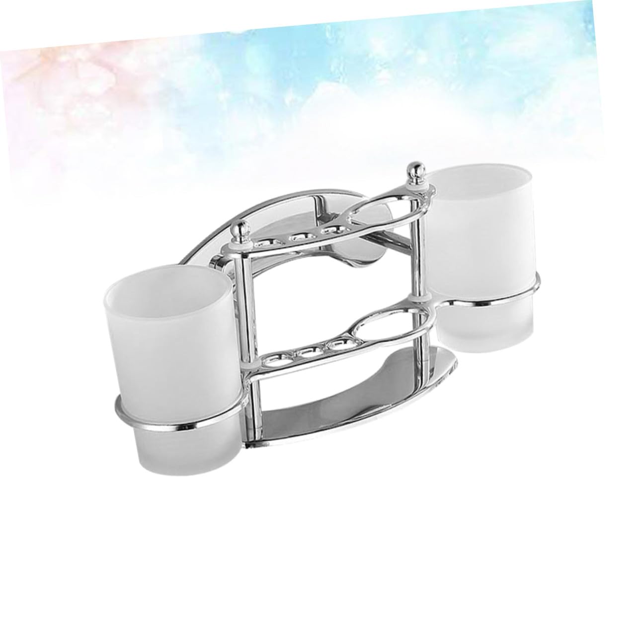 Portaspazzolini Da Parete in Acciaio Portabicchieri in Vetro Per Bagno Supporto Per Spazzolini e Bicchieri Da Organizzatore Per Lavabo