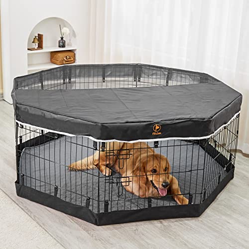 Pjyucien Dog Playpen Bottom Pad/Top Cover,Fits 24 Inch 8 Panels Regular Octagon Metal Exercise Pet Playpen,Black (Note:playpen Not Included !!!) #TOP7