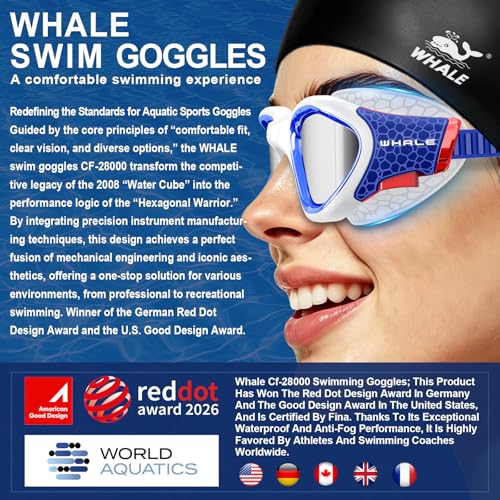 Image of Whale Swim Goggles Polarized Anti-Fog Lenses, Unisex | 100% UV Protection | Anti-Fog Goggles High Definition, Wide-Angle View