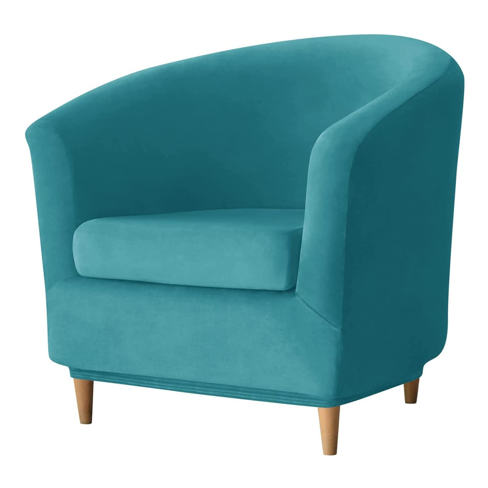 JHLD 2 Piece Stretch Club Chair Slipcover, Tub Chair Cover Velvet soft Armchair Chair Slipcovers Removable Washable For living room -Teal-2 pieces