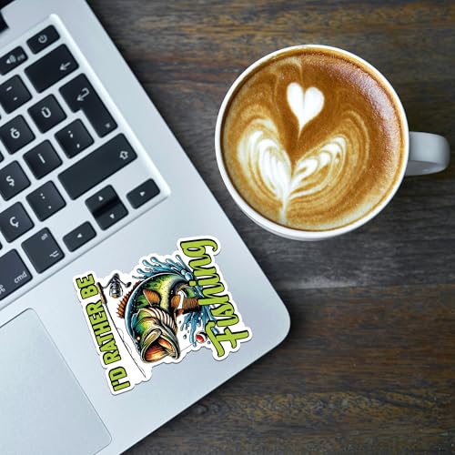 Image of Fishing Sticker 8 Pcs (Large Size) Vinyl Stickers Laptop Waterproof Decal for Car Bumper Water Bottle Notebook Luggage Window Party Birthday Decorations - Size 4 Inches