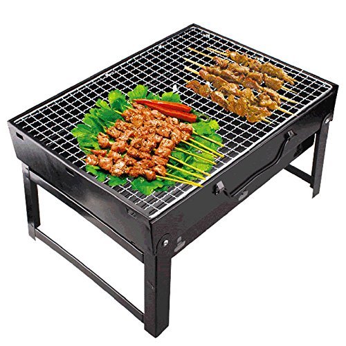 Inditradition Portable Charcoal BBQ Barbecue, Grill Broiler, Non-Electric, Carbon Steel, Black
