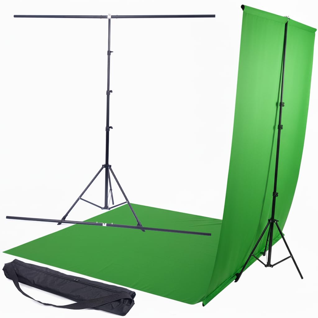 Zielony Ekran Tło do Zdjęć i Wideo ze Stojakiem 3.5x1.5m – Bez Zagnieceń, Przenośny Zestaw Chromakey do Streamingu, Gaming, YouTube, Zoom, Nagrywania, Fotografii (150x350cm)