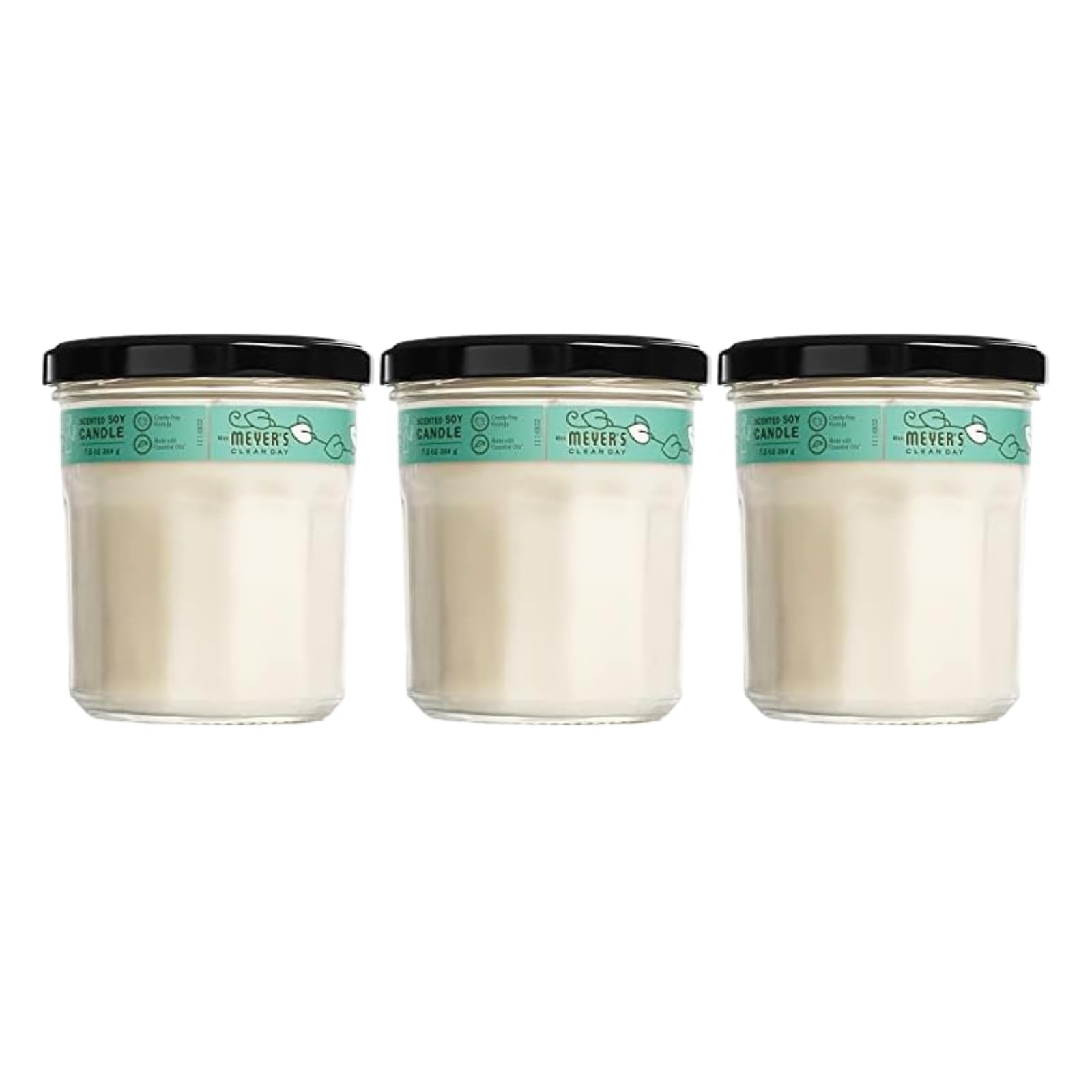 Mrs. Meyer's Clean Day Soy Aromatherapy Candle, Made Essential Oils, Basil, 7.2 Ounce (Pack of 3)