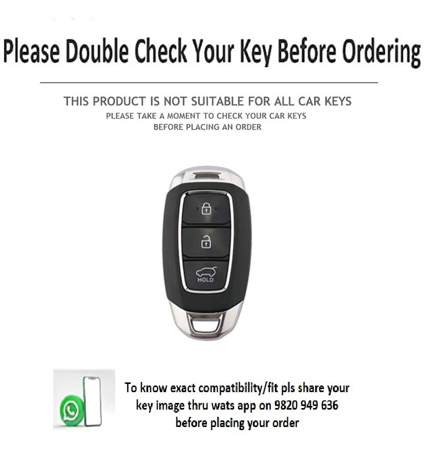 Image of JVCV Gold Border TPU Key Cover Compatible with Hyundai Verna Push Button Start Car Key - Glossy Protective Smart Key Case (Black)