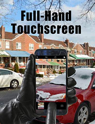Super-soft Leather Winter Gloves for Women Full-Hand Touchscreen Warm Cashmere Lined Perfect Appearance Little small - Thumbnail 3