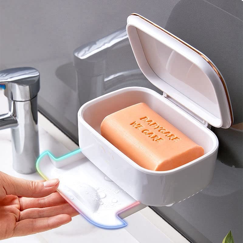 Jabonera portátil for baño, Resistente al Agua, de Alta Capacidad, Ideal for el hogar y(Blue)