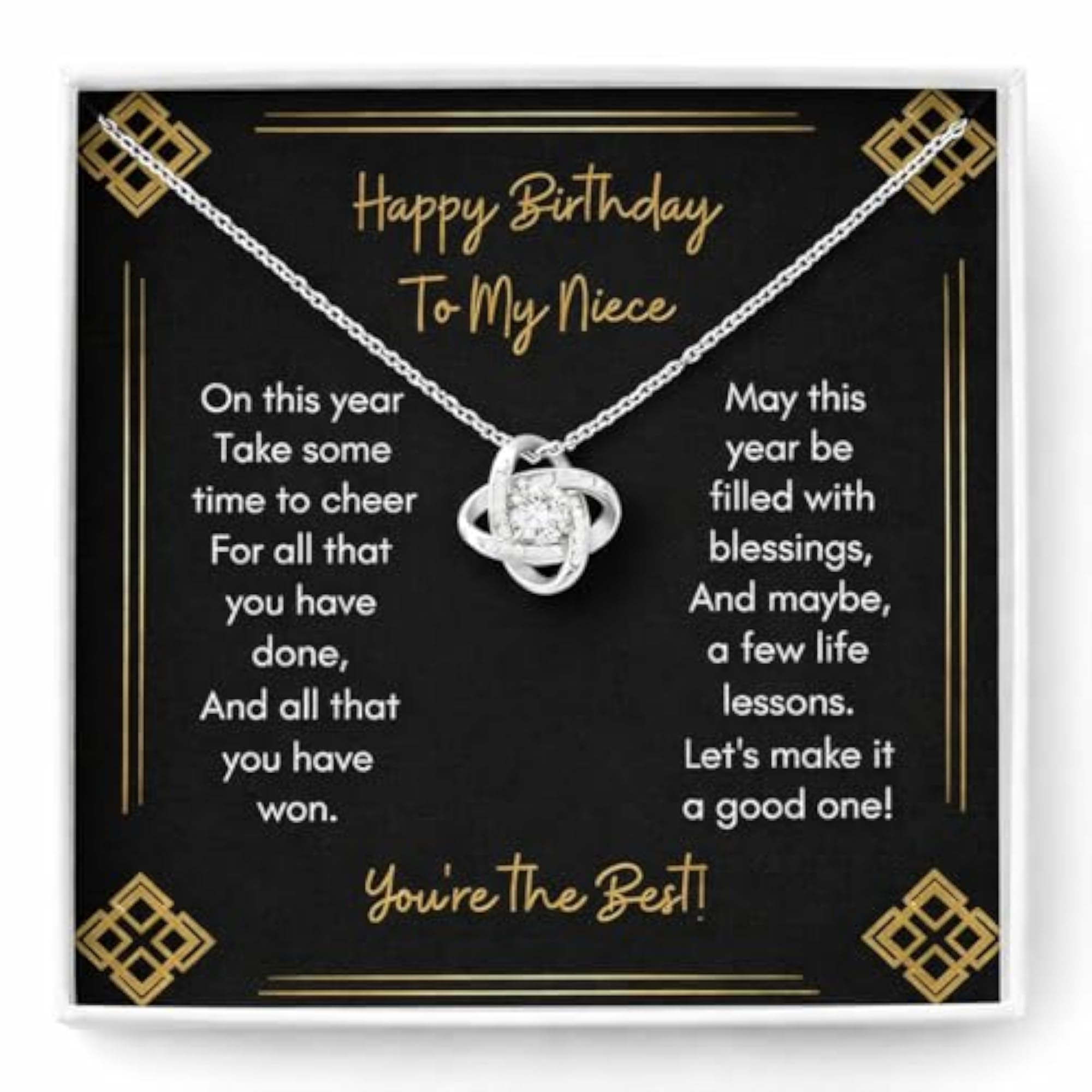 925 Sterling Silver Gift Necklace for Niece, Birthday Message Card