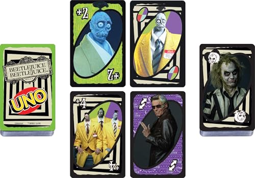 Mattel Games UNO Beetlejuice Beetlejuice Kartenspiel für Kinder, Erwachsene & Familie mit Deck & Sonderregel, inspiriert vom Film – Bild 5