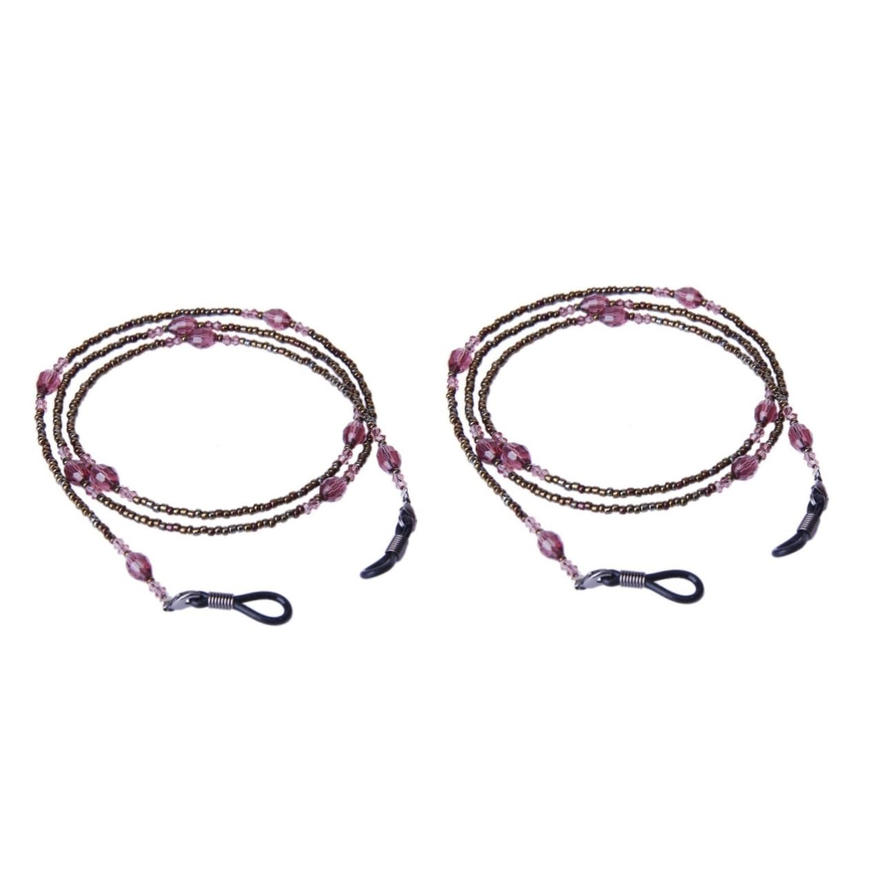 GALPADA 2 Piezas cadena de anteojos cadena de cristal estilo bohemia cadena de gafas rosa