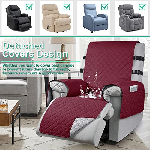 Waterproof Recliner Chair Slipcover With 2 Elastic Straps, Non-Slip Armchair Recliner Protector for Families with Pets/Kids - Image 2