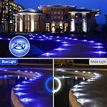 Quntis 12Pcs Solar Deck Lights, 2 Color Modes Blue+White Solar Driveway Lights, IP68 Waterproof Dock Lights Warning Step Lights, Aluminum Solar Lights Outdoor for Garden Stair Path Walkway