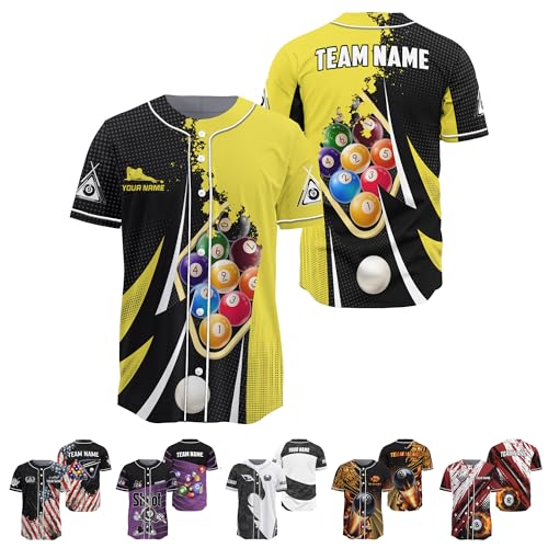Customized Billiards Club Camiseta de Béisbol con Botones 3D Softball miniatura 1