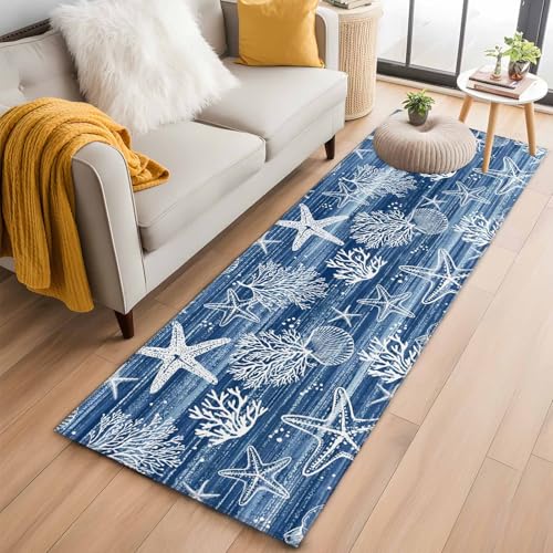 DecorLovee Tapete Pasillo 2'x6' Antideslizante Azul Marino miniatura 3