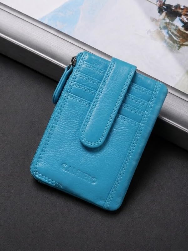 Image of Calfnero Genuine Leather Card Holder & Key Case for Men & Women | Slim Wallet with Zipper Pocket, Card Slots & Key Chain | Compact Travel Organizer