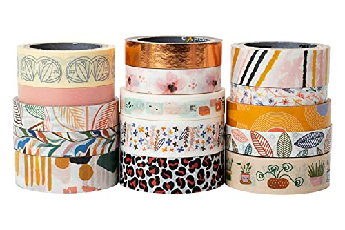 Image of Scotch Washi Tape, Whimsical Design, 15 Rolls, Great for Bullet Journaling, Scrapbooking and DIY Decor (C1017-15-P5)