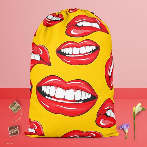 Image of ArtzFolio Lips D2 | Reusable Sack Bag | Bag for Gym, Storage, Vegetable & Travel