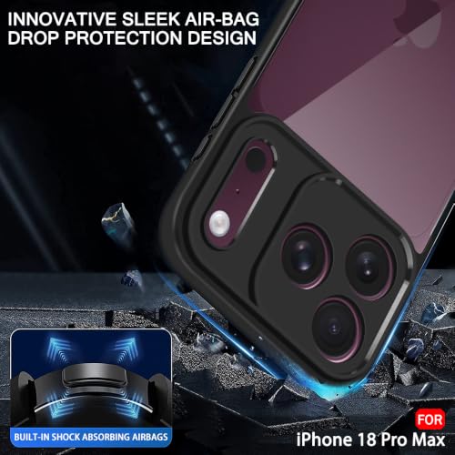 Image of TheGiftKart Hybrid Shockproof Back Cover Case for iPhone XVIII Pro Max | Camera Protection Module | Hard Back Cover Case for iPhone XVIII Pro Max (PC & TPU, Transparent Clear Back, Black Sides)