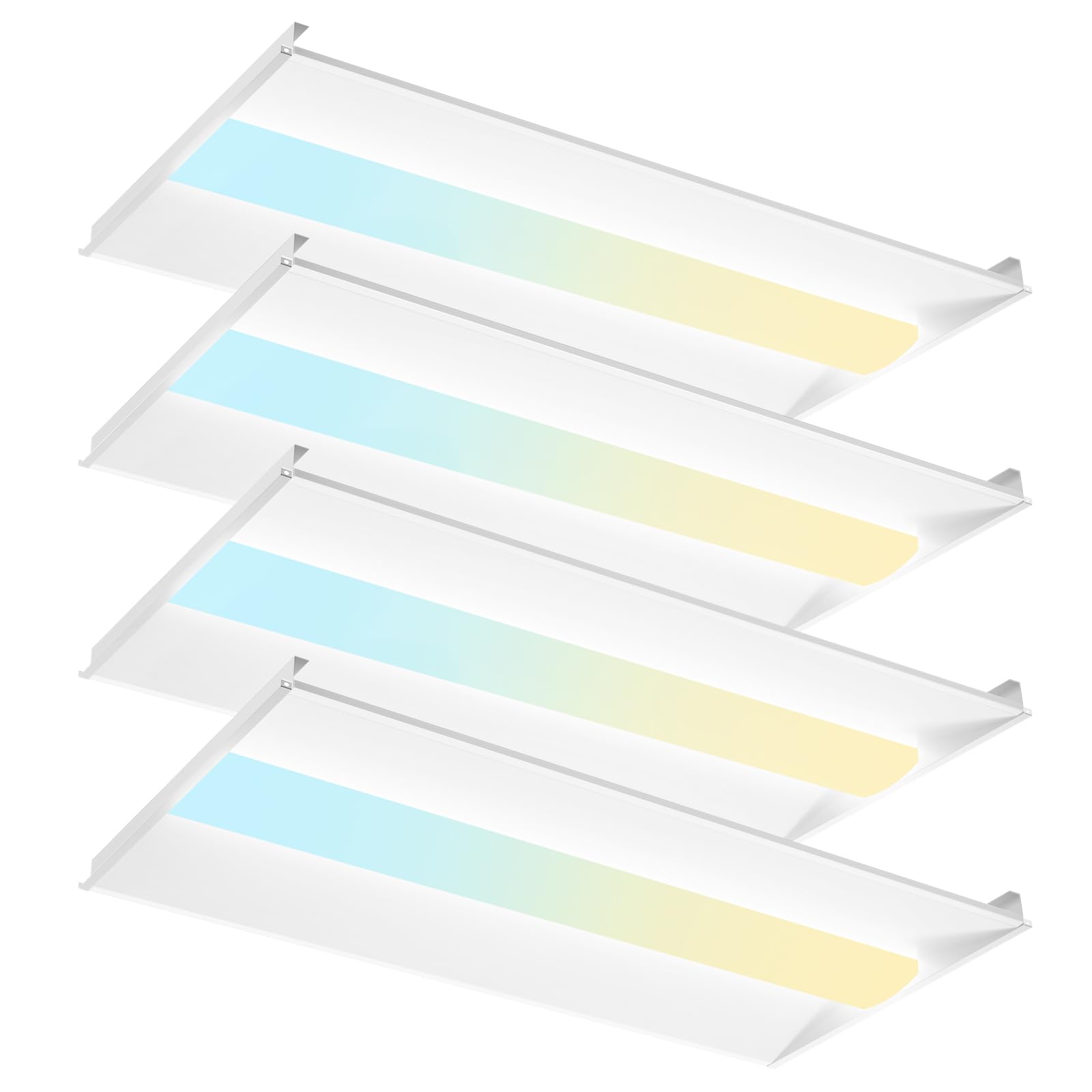 Amico 4 Pack 2x4 LED Troffer Panel Light with 3000K/3500K/4000K/5000K 4CCT Selectable, 7000LM, 50W/40W/35W/30W/25W Adjustable, 0-10V Dimmable LED Flat