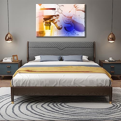 Image of TUMOVO Wall Decor Scientists and Scientific Experiments Wall Art Medical Painting Home Decor Young Scientist Wall Decor for Living Room 1 Pieces Framed Ready to Hang, 24 inch Wx36 H