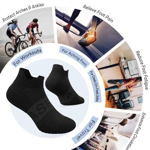 Ankle Compression Socks for Men and Women, 6 Pairs Cushioned Low Cut Athletic Running Sock with Arch Support2