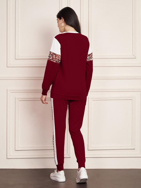 Image of DTR FASHION Polyester Blend Animal Print Taped Tracksuit | Night Wear Suit For Women