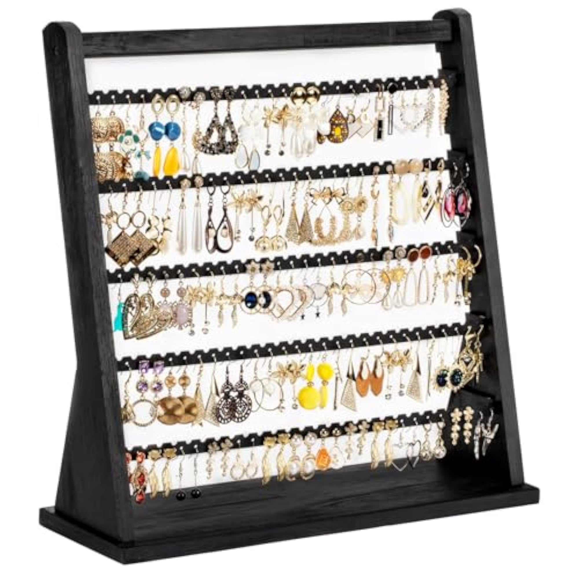 Rustic Wood Earring Organizer Stand, 5 Layer Display