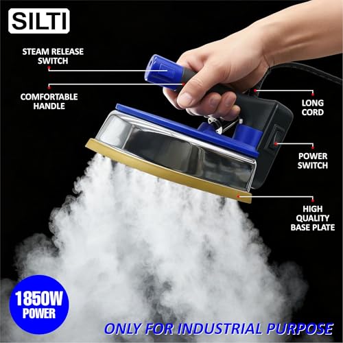 Image of SILTI GOLD Electric Professional Steam Iron ES999 | Iron with Big Gravity Feed Tank, Anti-Shine Teflon Shoe |1850W, 220V Large Base Heavy Duty Iron for Tailoring,Garment Factory & Industrial Use.8899