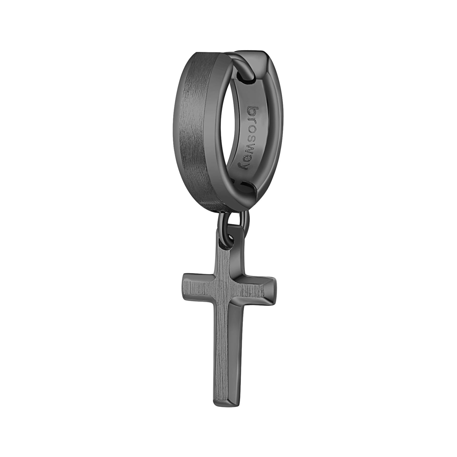 Brosway Orecchino Singolo Uomo, Orecchino a Cerchio in Acciaio con Simbolo Croce | Collezione INK - BIK28