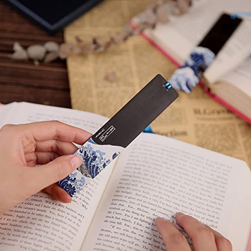 Donxote 4-Piece Bookmark, Japanese Ukiyo-E Bookmarks For Book Lovers, Hand Made Wood Art Book Mark Gift Box Set With Tassel, Is A Unique Gift For Men, Women And Kids - The Great Wave Off Kanagawa #TOP3