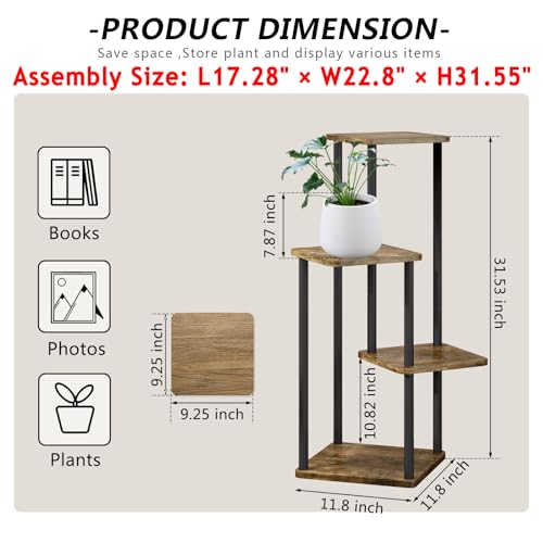 AZERPIAN Pflanzenständer, 4 Etagen, Metall, Blumenregal für mehrere Pflanzen, Ecke, hohe Blumenhalter für Terrasse, Garten, Wohnzimmer… – Ansicht 4