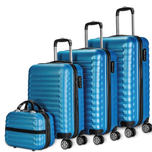 NUMADA-Juego de Maletas Rígidas 4pzs. Cabina 53cm, Mediana 63cm, Grande 75cm y Neceser. Set de...