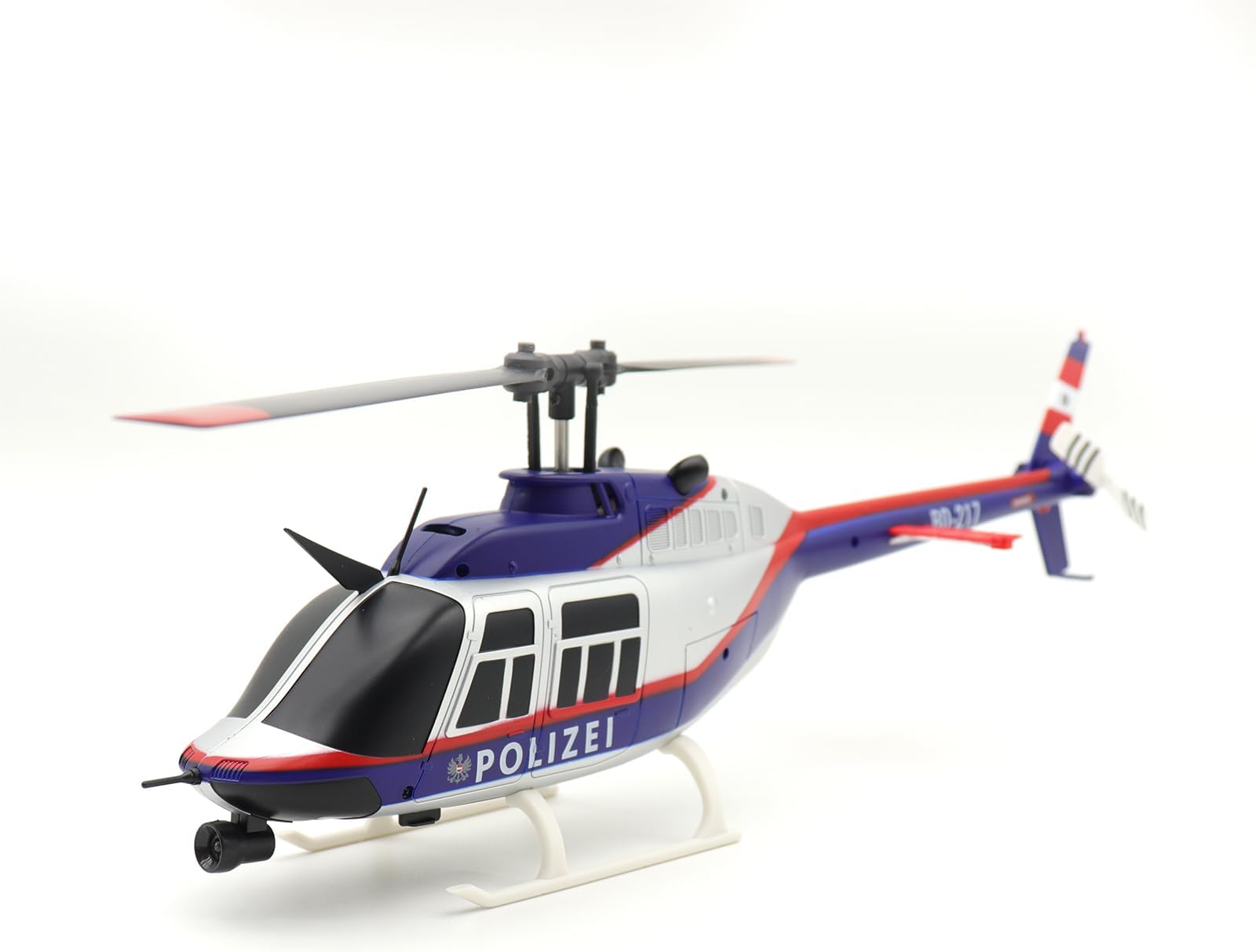 C138 Bell 206 Single-Rotor Flybarless RC Helicopter with 6-Axis Gyro, 1/33 Scale 2.4G 6CH 3D Stunt Drone with Altitude Hold & Optical Flow Positioning, Police Helicopter Model for Adults - 2 Battery