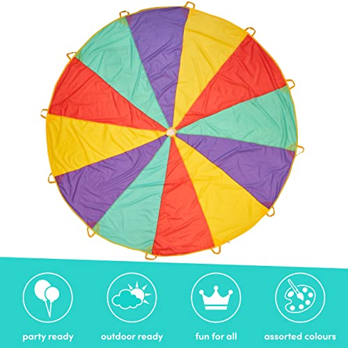 THE TWIDDLERS XL Regenbogen Schwungtuch mit 12 Griffen für Kinder (3,7m) - Indoor/Outdoor Gruppenspiel für Schulen & Kindergeburtstage