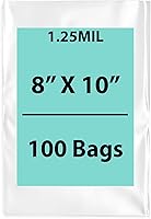 Vista 1 de Bolsas de polietileno planas transparentes de varios tamaños, 8 x 10 pulgadas y 100 bolsas de 1.25 mil, embalaje de plástico plano con parte