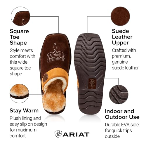 ARIAT Men's 2842 Silversmith Outdoor Indoor Western Suede Foam Cushioned Square Toe Slipper2