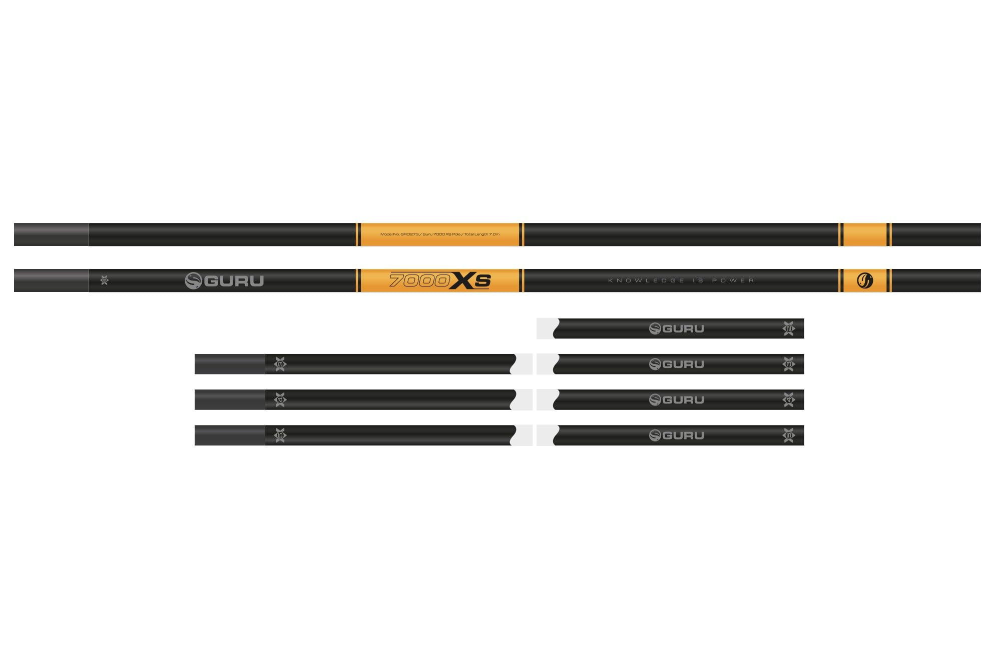 Guru 700XS 7m Pole Combo, Starter Pole Fishing Kit, Excellent Balance, Responsiveness, and Strength, Incl. 14/16 Elastic, PTFE Side Puller Bush, Puller Bead, 2 Ready Tied Rigs, Code GRD273