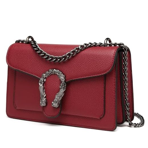 Travistar Crossbody Bag Umhängetasche Damen - Kette Handtasche Damen Klein Schultertasche Leder Cross Body Tasche Mode Abendtasche mit Verstellbarer Ketten-Schulterriemen Rot