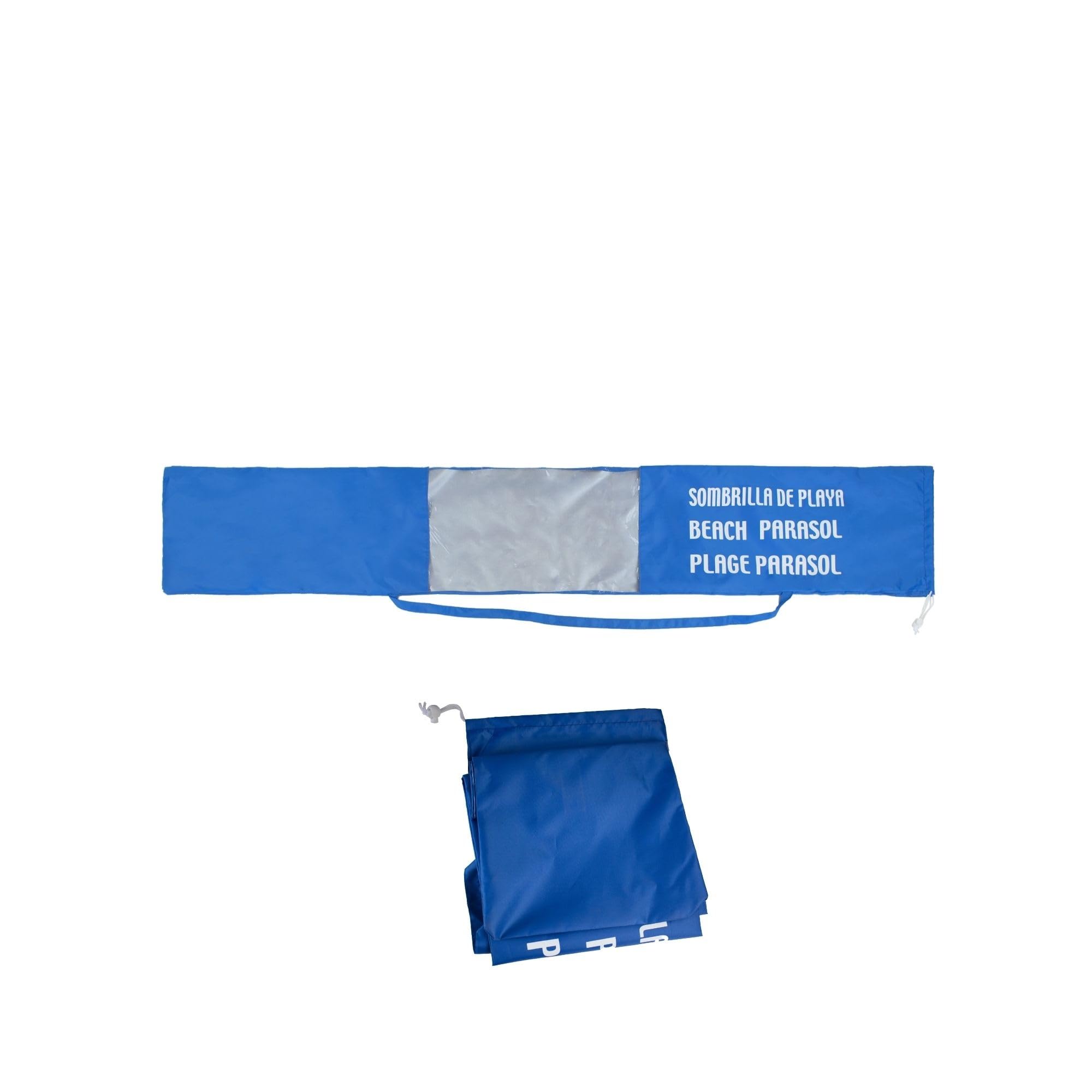 Fodero Ombrellone da Spiaggia - PINCHO - Sacca x Ombrellone, Porta Ombrellone da Spiaggia, Borsa Trasporto Resistente Impermeabile con Manico e Finestra Trasparente - Blu 117x25 cm, fino a 240 cm