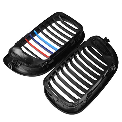 1 Pair Glossy Black M-Color Painted Kidney Grille Grill Compatible For Bmw 2002-2006 320I 325I 325Xi 330I 330Xi #TOP3