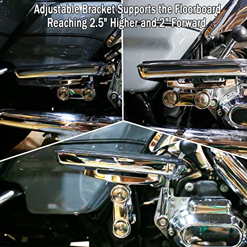 Vastmt Motorcycle Streamliner Passenger Floorboards With Adjustable Bracket, Streamliner Passenger Footboard Mount Kit Fit For Harley Touring Road King Road Glide Street Glide Electra Glide 1993-2022 #TOP2