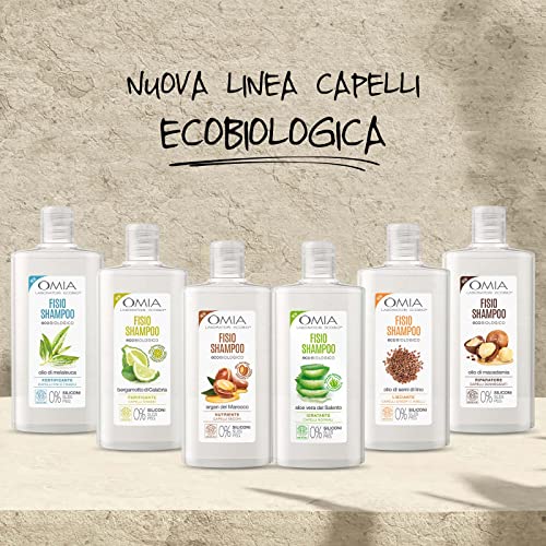 Omia, Fisio Shampoo Eco Bio per Capelli Secchi, Nutriente e Ristrutturante, per Lavaggi Frequenti, 3 Flaconi da 200 ml