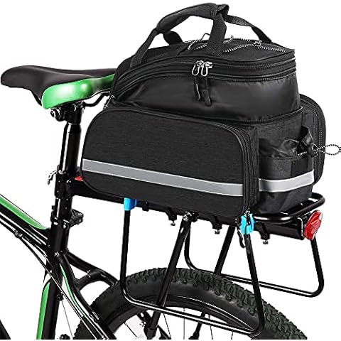 HINATAA Bike Rear Rack Pannier Bag, 10-25 L Scalable Capacity, Waterproof Bike Bag for Bike Rear Seat with Shoulder Strap, for Road Bike MTB,Travel and Picnic (Black A) Cover