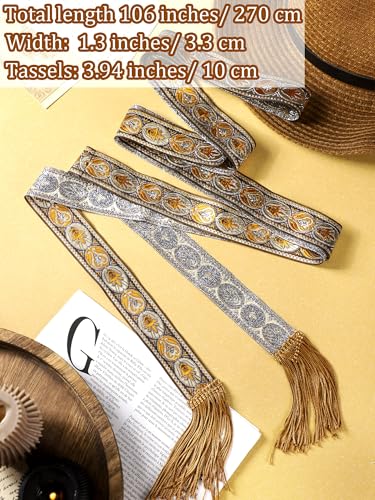 Jiuguva Medieval Women Sash Belt Tassel Waist Belts with Wave Trim Renaissance Dress Tunic Costume Accessory3