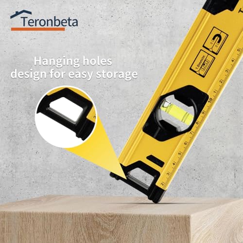 Image of Aluminium Alloy Spirit Level 400 mm /16 Inch Shock Proof Torpedo Level with Magnetic Base and 3 Bubble 45,90,180 - Yellow /Black
