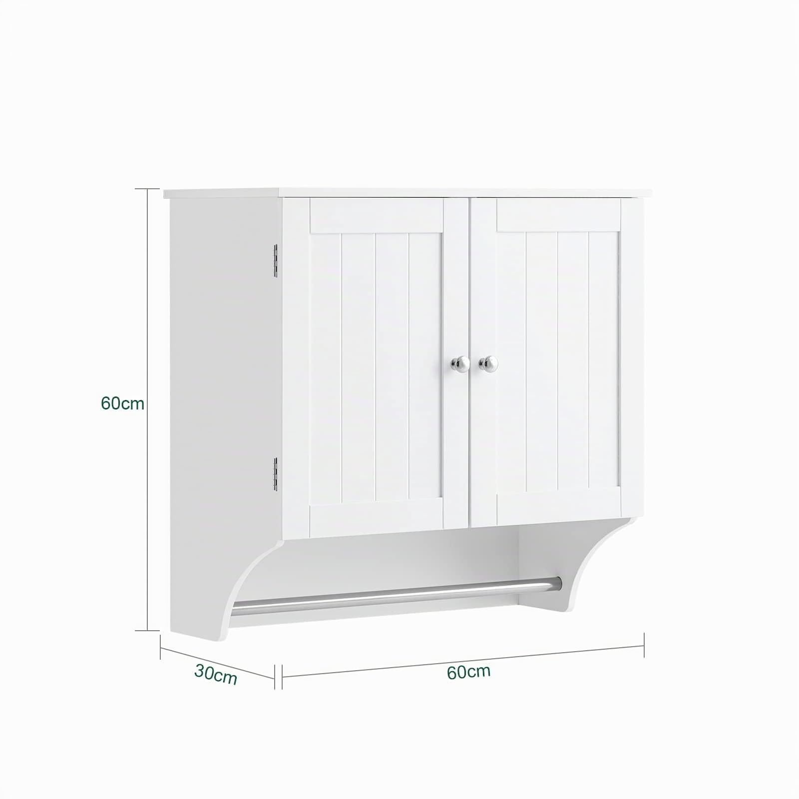 SoBuy Pensile Bagno Mobile Bagno Sospeso con Mensola, Design Salvaspazio, Regali Regolabili, 60x30x60 cm, per Bagni Piccoli e Cucine BZR84-W