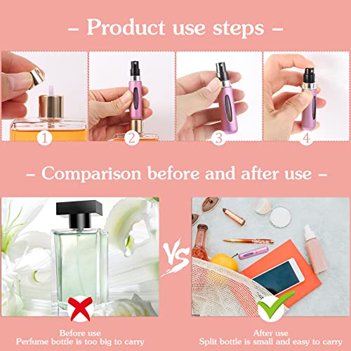 4 Pcs Perfume Spray Bottle, 5ml Travel Perfume Atomiser Bottles Fragrance Atomiser Portable Refillable Bottle for Women Men (Pink, Blue, Purple, Black)4