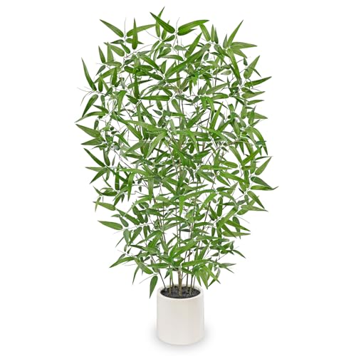 Planta artificial de bambú grande de 120 cm, como árbol artificial real, plantas artificiales en maceta para interior y exterior, casa, oficina, jardín, decoración moderna, regalo de inauguración de